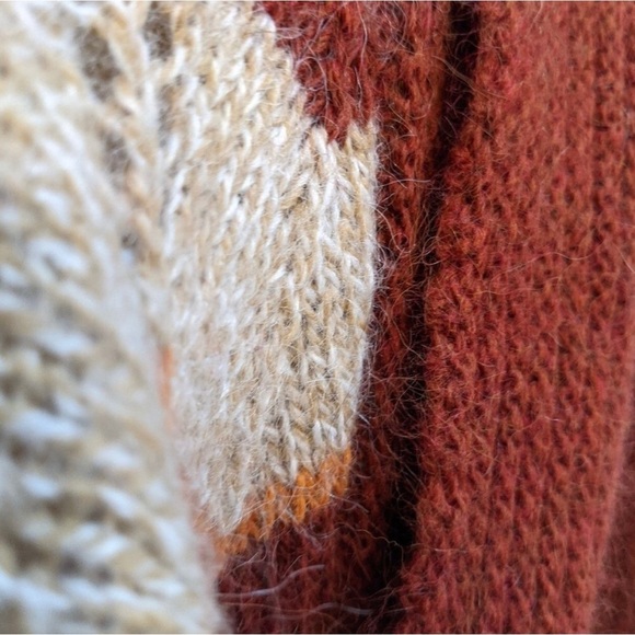 VINTAGE cardigan Italian Chevron knit wool blended Alpaca cardigan size L - Picture 4 of 9